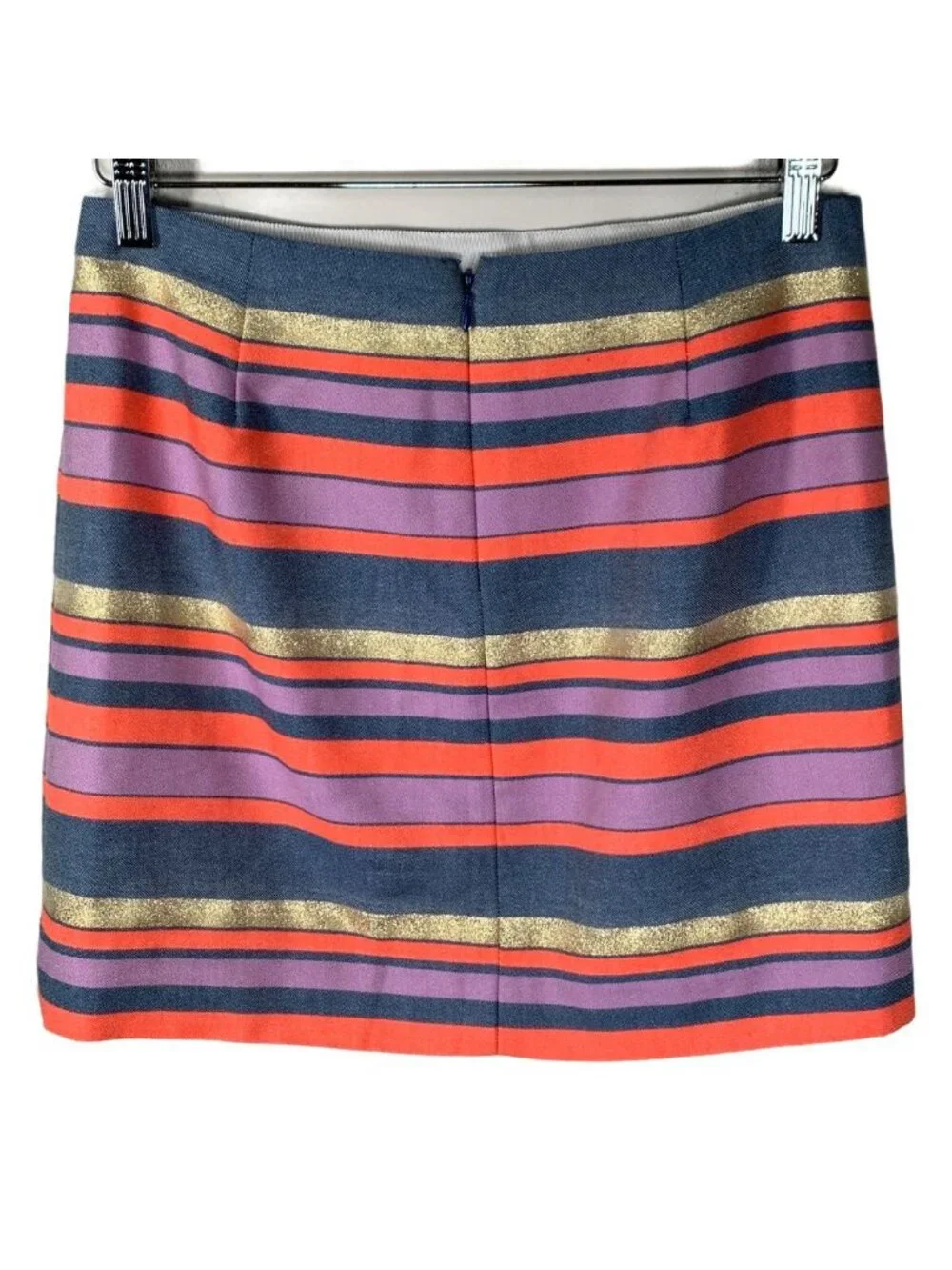 J Crew Metallic Striped Mini Skirt Womens 2 Multicolor Holiday Party